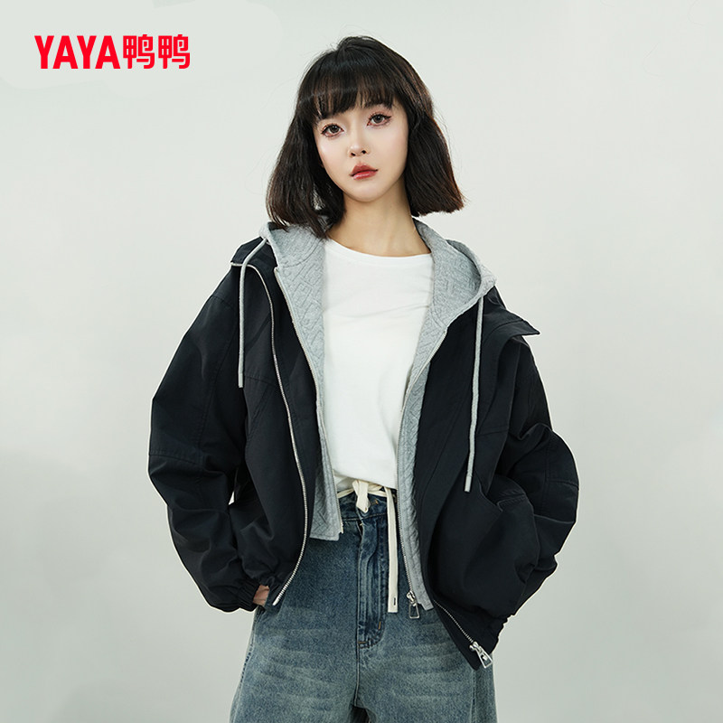假两件轻薄羽绒服短款卫衣款外套