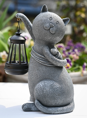 太阳能提灯猫咪桌面摆件