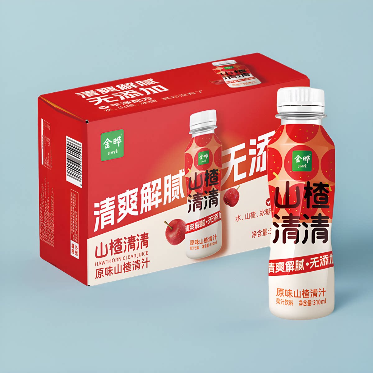 金晔山楂汁饮料310ml*24瓶 瓶装 夏日开胃解腻果汁健康饮品