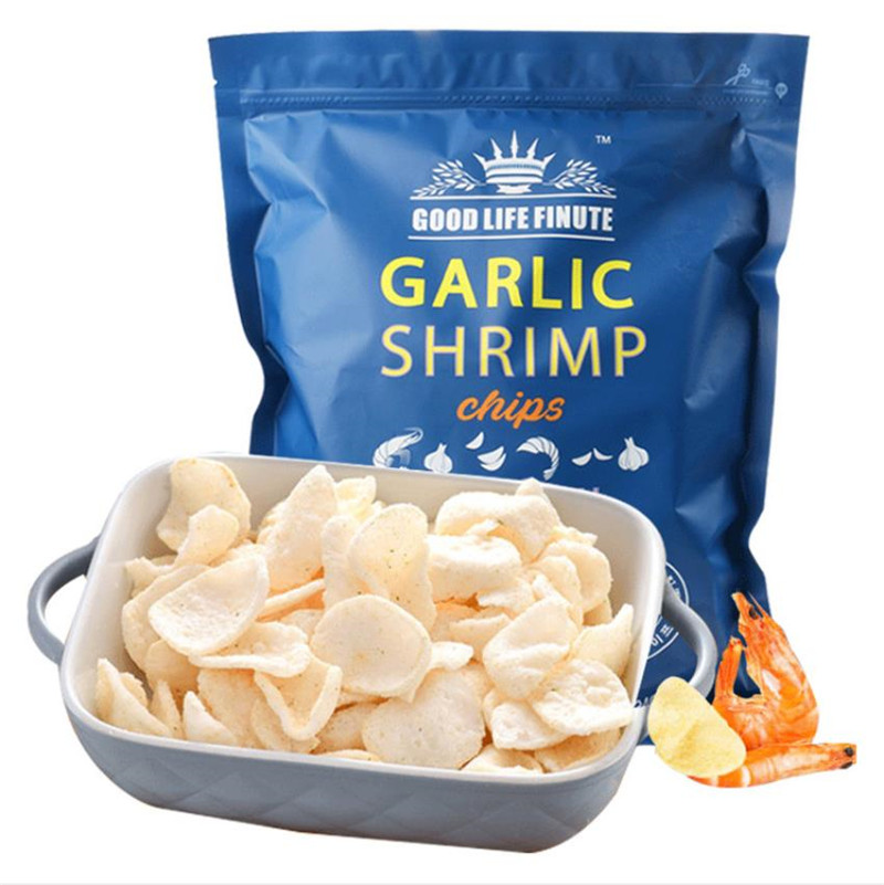 网红零食 韩国进口 趣莱福虾片240g 蒜味大虾片家庭装膨化零食