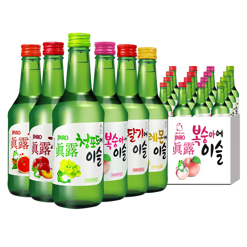 真露果味烧酒13度360ml*20瓶韩国原装进口青葡萄味果酒