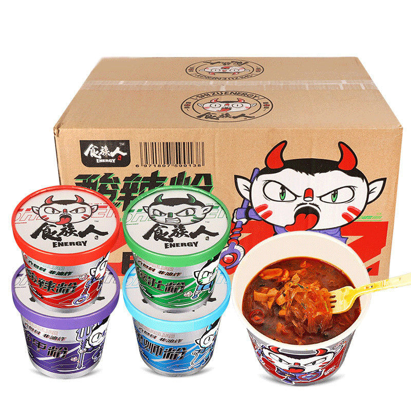 食族人酸辣粉麻辣爆肚粉6桶/箱装 花甲粉关东煮方便速食粉丝
