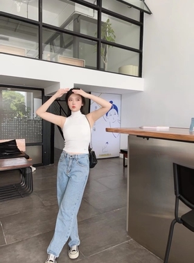 LLDC原厂直杭州网红学院风高领背心吊带修身设计感百搭针织辣妹女