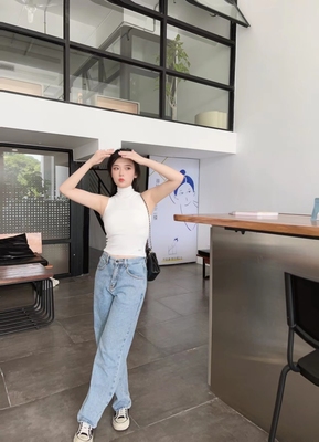 LLDC原厂直杭州网红学院风高领背心吊带修身设计感百搭针织辣妹女