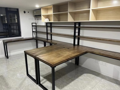 定制松木榆木办公桌实木餐桌榆木板实木板餐桌工作台吧台板台面板