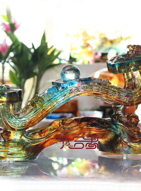 六合春琉璃龙凤呈祥祝寿工艺品