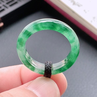 缅甸天然翡翠A货玉石冰种满绿戒指24号玉器飘绿指环男款 20.5mm