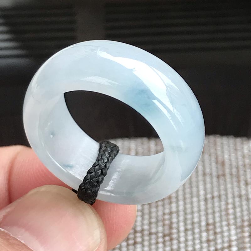 天然缅甸老坑a货翡翠冰种宽版飘绿花玉戒指玉石指环男女款戒圈