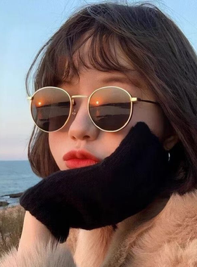 复古偏光太阳镜男女小圆框不锈钢镜架朋克嘻哈防强光防紫外线墨镜