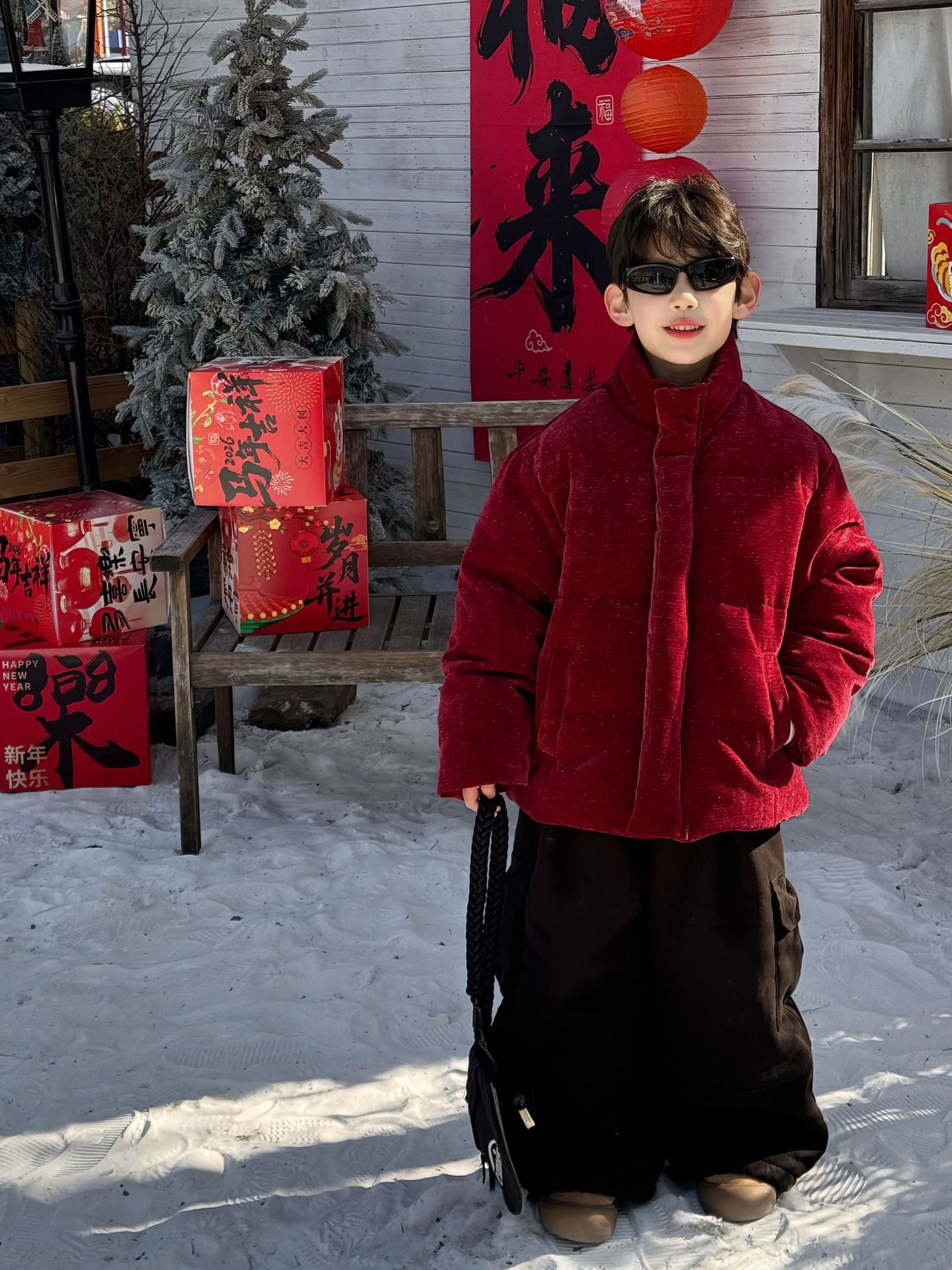 晨晨2025冬季韩版儿童时尚加厚洋气男童新年羽绒服90白鸭绒外套潮