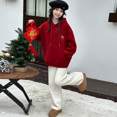 儿童衣服巨好看女款加绒加厚卫衣女童2025新款冬季女孩卫衣保