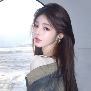 灰色雾屿 韩国小众设计感灰黑色满钻耳钉复古高级感耳环简约耳饰