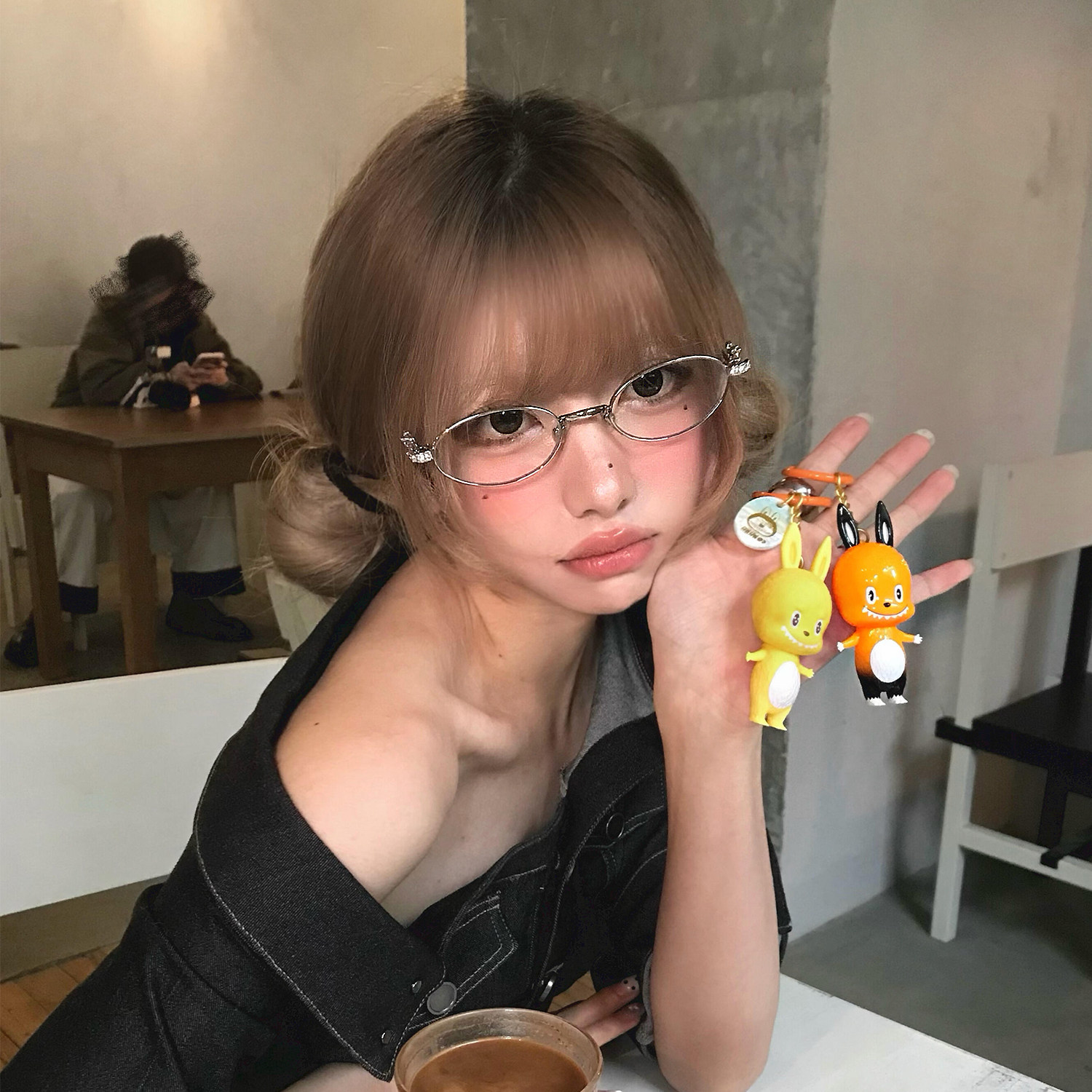 高智感Y2K银色镶钻gm眼镜金属椭圆小框蓝光配度数平光镜素颜神器