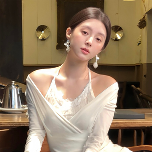 巨仙！银色花朵贝壳流苏耳环小众设计夏天海边度假高级感ins耳饰