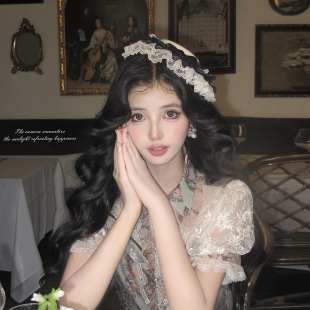 甜美可爱蕾丝蝴蝶结礼帽子女lolita哥特圆顶拍照道具生日头饰发饰