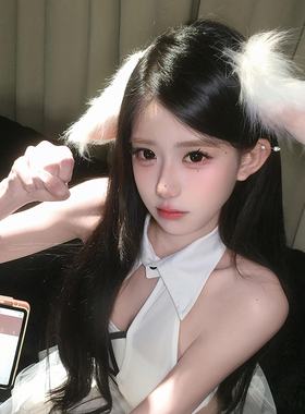 可爱萌宅垂耳兔头饰女lolita甜妹kc兽耳发饰cos仿真毛绒发箍头饰