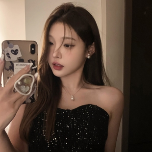 珍珠耳钉纯银针轻奢高级感耳环韩系耳饰女耳坠耳夹无耳洞大方圆脸