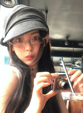 杨超越同款~复古文艺褶皱报童帽女秋冬灰色八角帽时尚百搭鸭舌帽