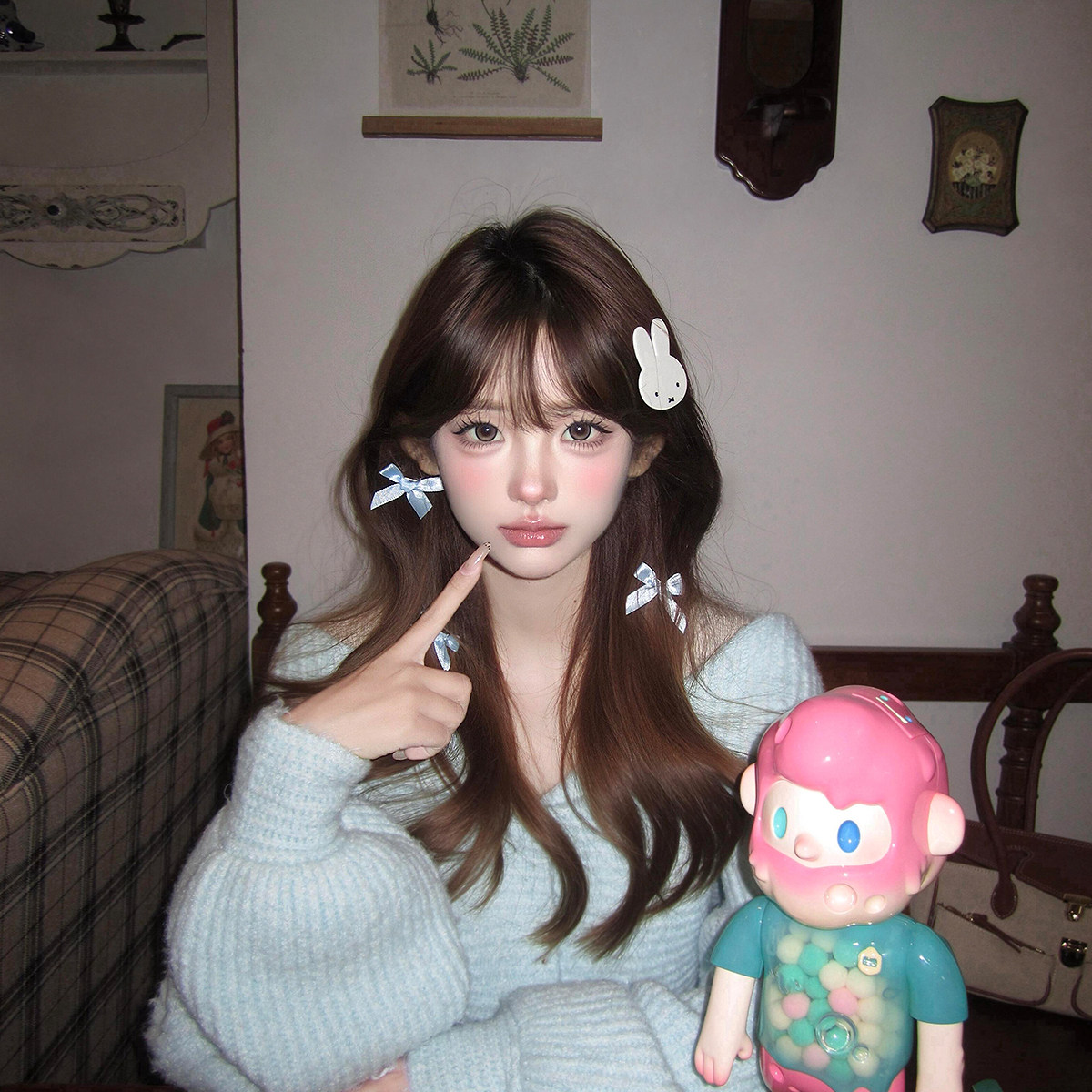 芭蕾风丝带蝴蝶结发夹女米兔子发卡小夹子头饰高级感新款边夹侧边