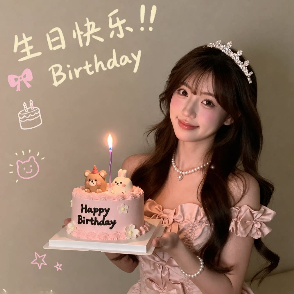 生日快乐公主超闪水钻皇冠高级感图片