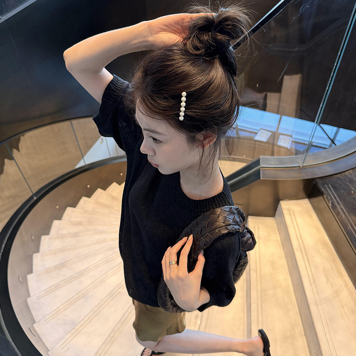 韩系精致珍珠发夹女边夹侧边发卡夹子高级感一字夹发饰头饰弹簧夹 - 由夏 YOOXIA出品