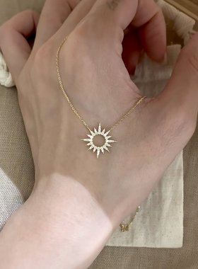 法式金色太阳花项链女款
