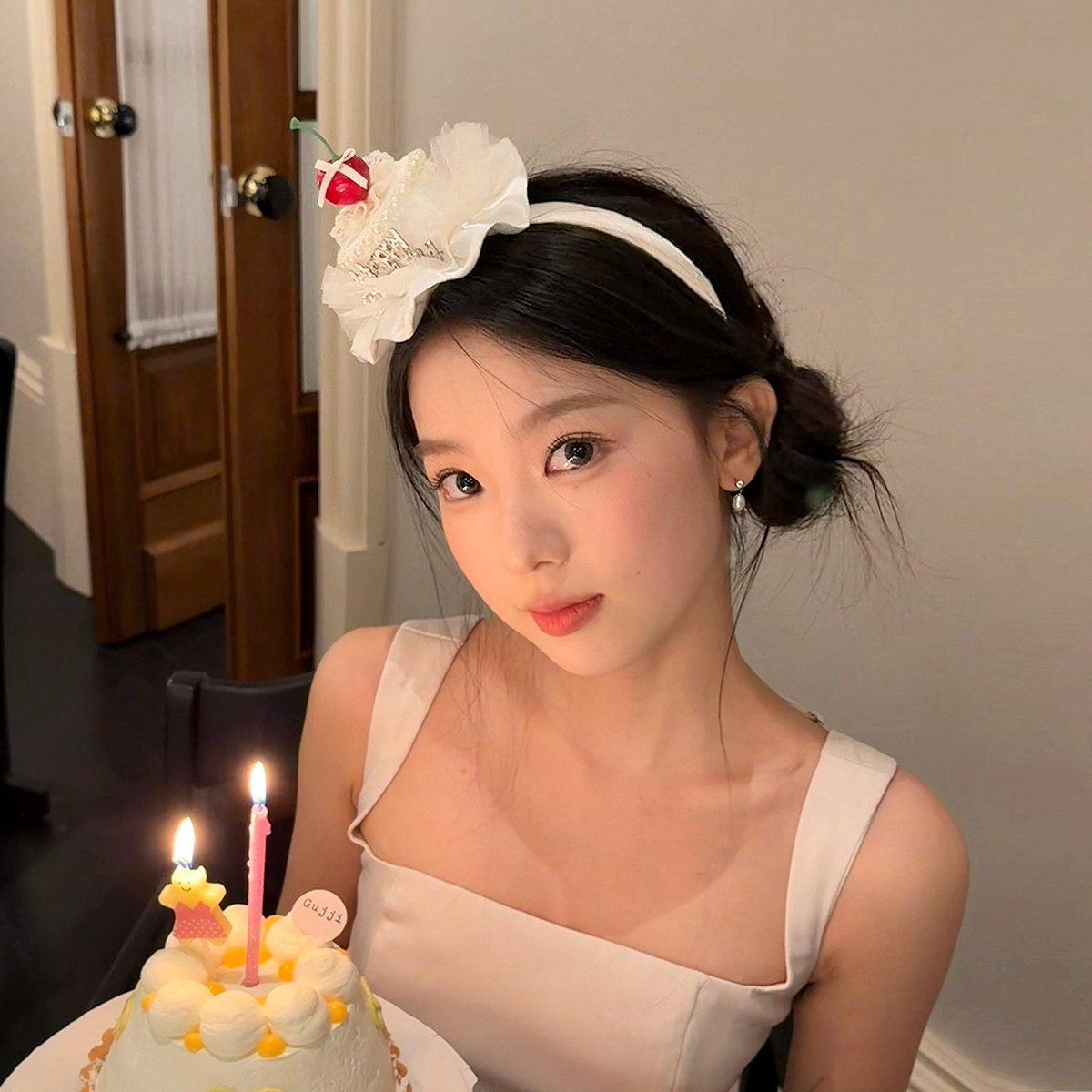 可爱樱桃生日帽头饰蛋糕发箍女日派对帽子头箍party拍照道具发饰