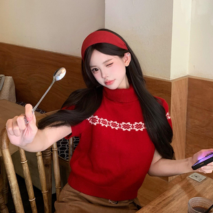 高智感 老钱风显脸小百搭宽边头箍头饰 红色宽边发箍女2025新款