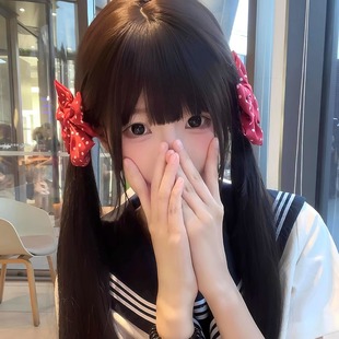 日系少女红色波点蝴蝶结发夹头饰新款 气儿童发饰 可爱jk制服对夹元