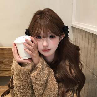 公主头黑色蝴蝶结小抓夹女精灵耳侧边前额刘海夹发夹高端精致头饰