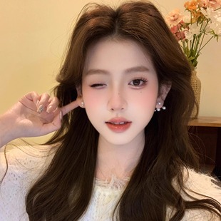 天然淡水珍珠满天星耳钉星点悬浮珍珠耳环镶钻气质S925银针耳饰女