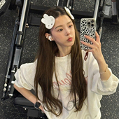 甜美可爱小兔子毛绒魔术贴发夹女碎发刘海贴侧边无痕发贴发卡发饰