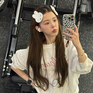 甜美可爱小兔子毛绒魔术贴发夹女碎发刘海贴侧边无痕发贴发卡发饰