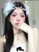 Хрустальный лоб+пера для волос комбинация