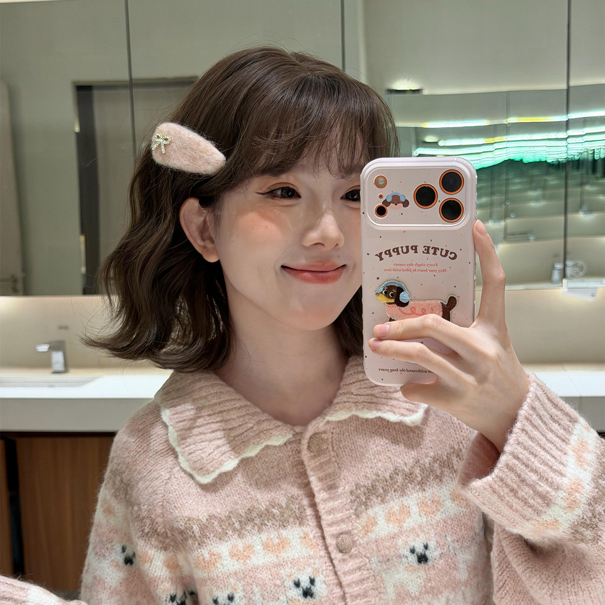 淡粉色蝴蝶结发夹女可爱甜妹秋冬刘海侧边夹子毛绒对夹氛围感发饰,饰品/流行首饰/时尚饰品新,发饰,淘宝优惠券,粉丝福利购,淘宝优惠卷