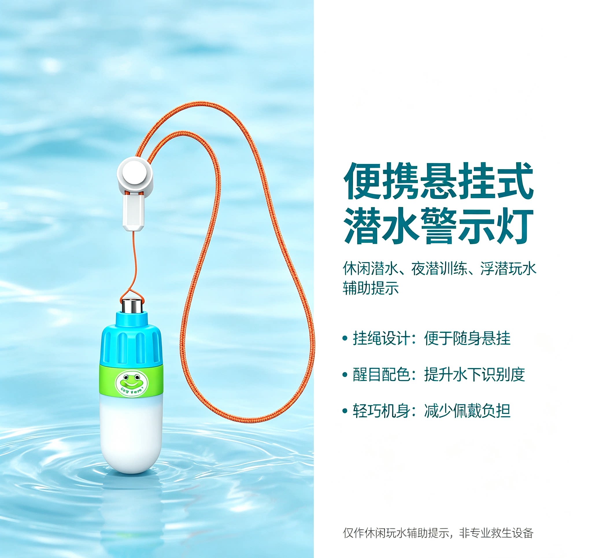 潜水提示灯夜潜便携信号灯泳池潜水训练随身挂灯 水上运动装备