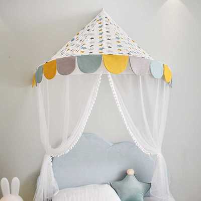 北欧风儿童帐篷游戏屋儿童房壁挂婴儿蚊帐床头装饰半月床幔读书角