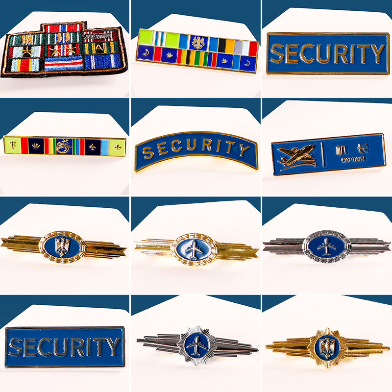 保安服标志保安胸牌飞机胸章机长胸牌彩色胸章配件金银色胸徽配饰