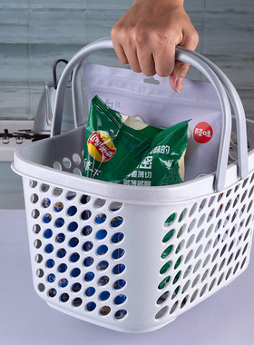 塑料手提篮加厚采摘篮便利店零食啤酒篮小号镂空菜篮商超购物篮