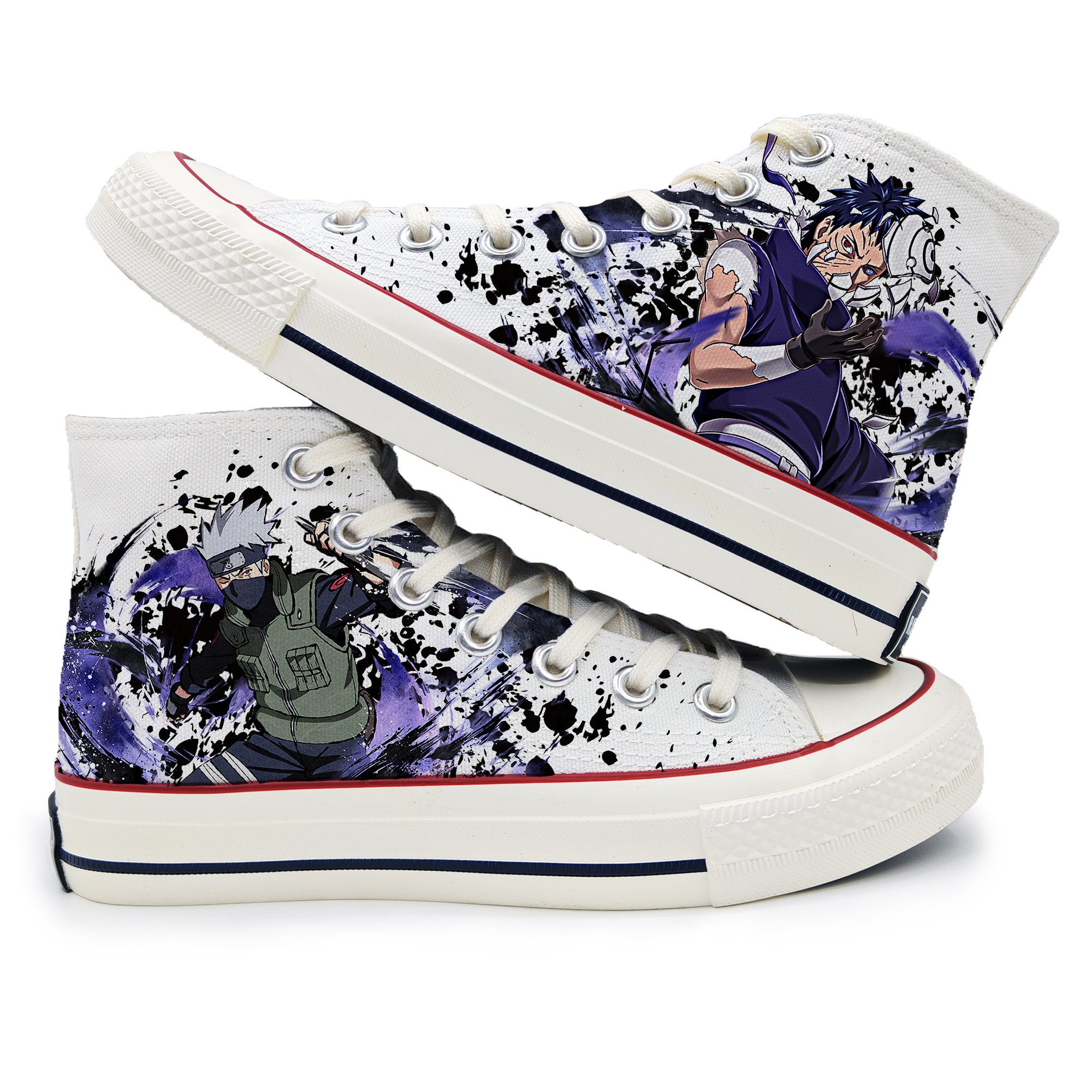 火影忍者鸣人联名高帮帆布鞋手绘鞋男鞋女鞋休闲潮流鸳鸯鞋印花鞋