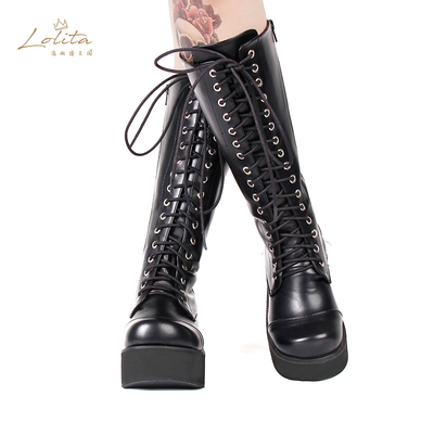 女王cospunk畅通系带高筒靴