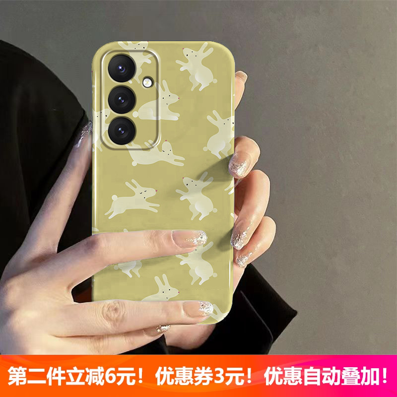 可爱兔子适用三星S25/S24/S23/A55/A35华为Pura70/NOVA14荣耀400小众oppoReno14新款vivx200苹果16/15手机壳