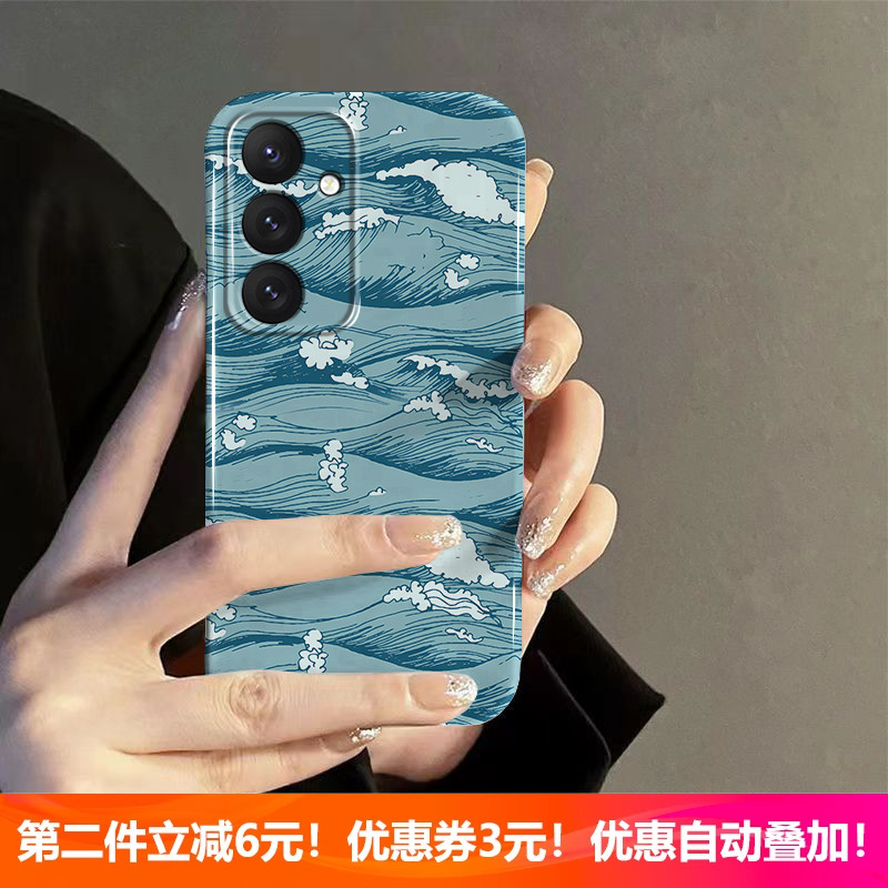 鸾青海浪适用三星S25/S24/S23/A35/A55华为Pura70/NOVA14/13小众oppoReno14个性vivoX200苹果16/15/14手机壳