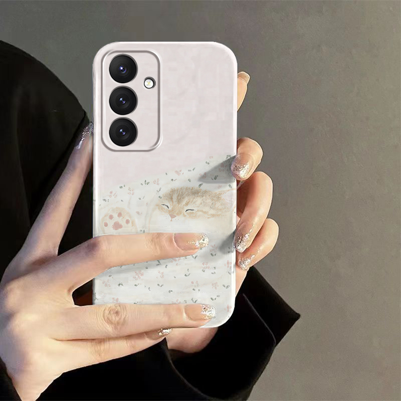 舒服睡觉猫适用三星S25/S24/S23/A55/A35华为Pura70/NOVA14荣耀400小众oppoReno14新款一加13苹果16/15手机壳