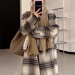 2026秋冬加棉加厚长款妮子大衣女过膝高级感小个子毛呢外套学院