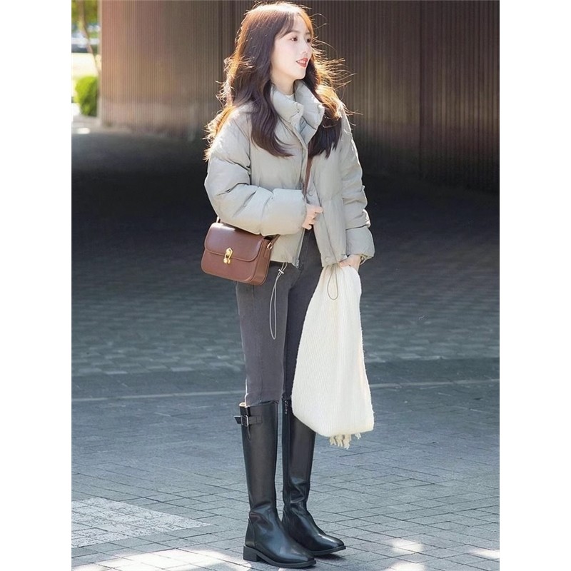 韩版灰色短款加厚小个子肯豆风羽绒棉服面包服外套女冬季2026新款