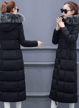 反季促销2026秋冬新款韩版大毛领长款过膝加厚保暖棉服棉衣女外套
