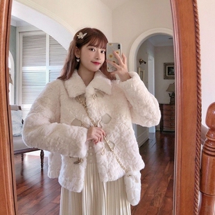 小香风仿兔毛绒外套女2026冬季新款韩版宽松小个子高级感加厚上衣