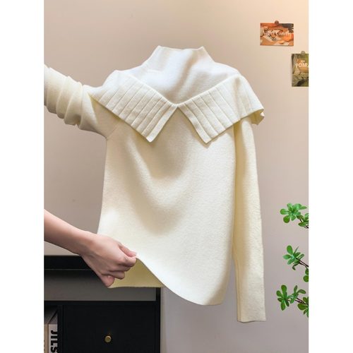 【赠运费险】半高领荷叶边针织衫