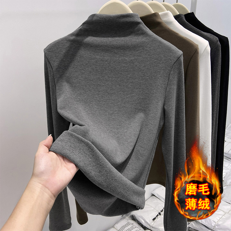 【赠运费险】加绒半高领长袖t恤